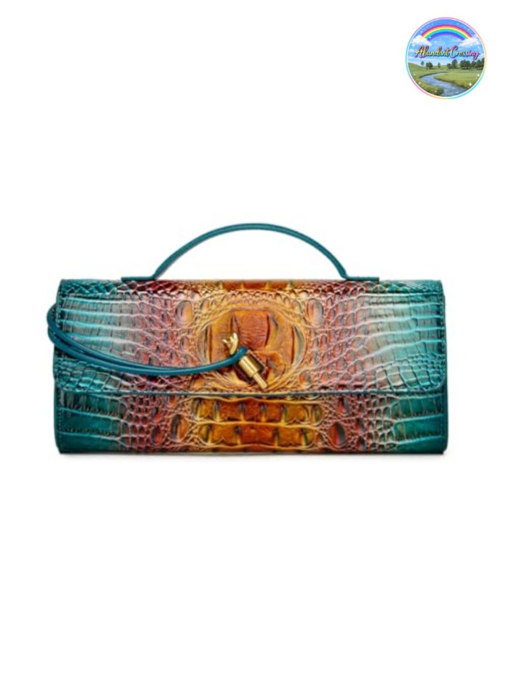 PU Leather Crocodile Evening Clutch Crossbody Shoulder Handbag Vegan Satchel